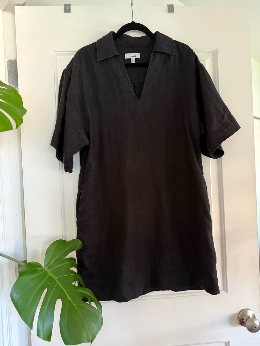 COS Black V-Notch Collar Dress